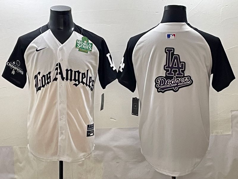 Men 2025 Los Angeles Dodgers Blank White black Five generations Joint Name Nike MLB Jersey style 52625->los angeles dodgers->MLB Jersey